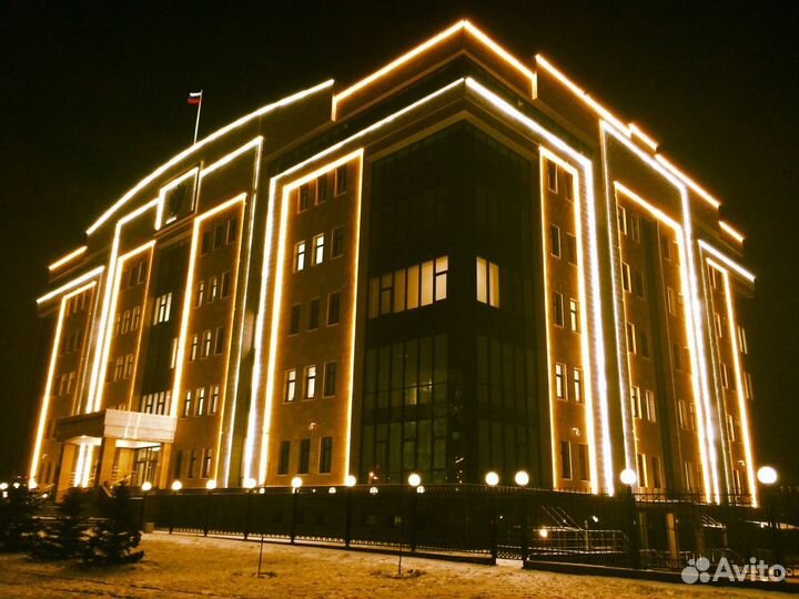 Контурная подсветка дома уличное освещение неоном