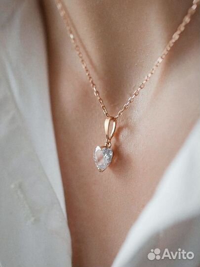 Подвеска на шею золотая 585 с фианитом 