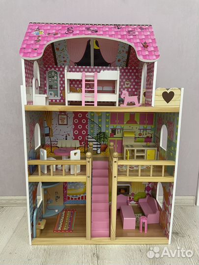 Домик кукольный для барби с мебелью