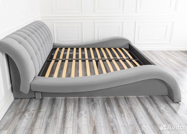 Кровать 160х200 серый велюр Мадрид