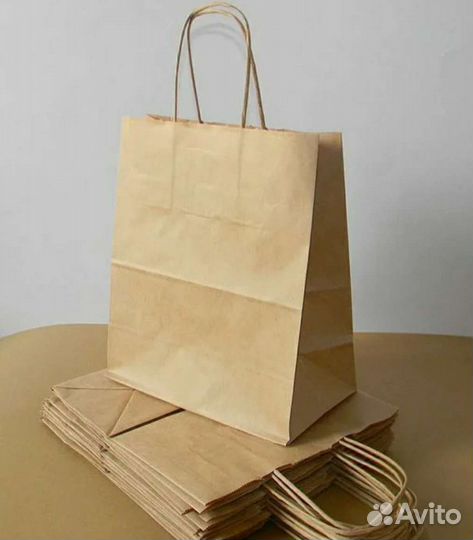 Крафт пакеты с кручеными ручками