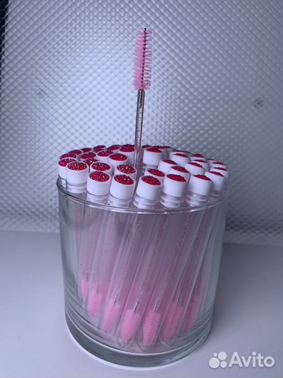 Щеточки для ресниц Розовая, в колбе