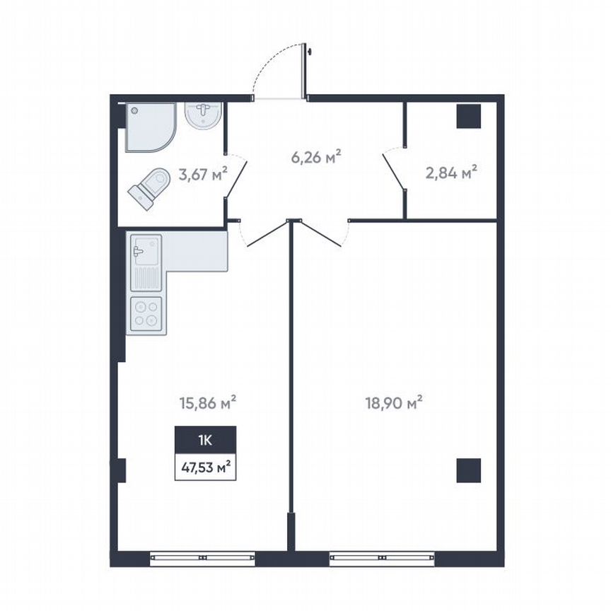 1-к. квартира, 47,2 м², 1/18 эт.