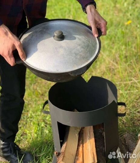 Казан чугунный С Печкой 10л + Шумовка. Доставка