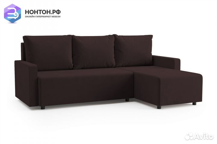 Диван угловой еврокнижка Мидгард коричневый