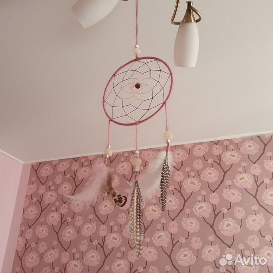 Ловец снов из натуральных материалов / розовый