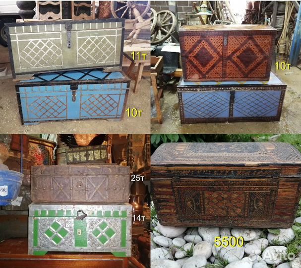 Сундук старинный расписной, ларец, шкатулка