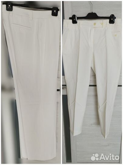 Брюки молочного цвета прямые и 7/8 р 48-50 и 50-52