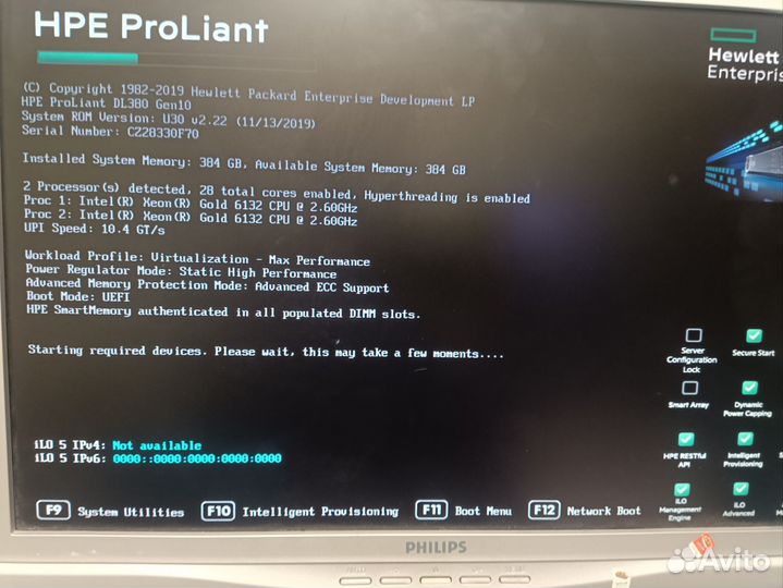 Сервер HPE DL380G10 8xSFF 2*6132 384GB 2666