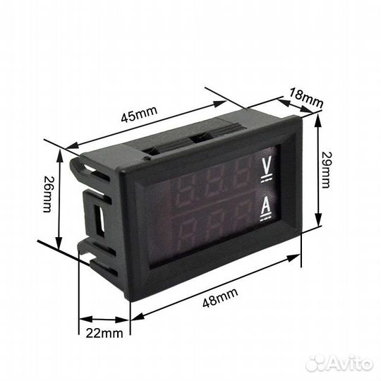 Вольтметр амперметр цифровой встраиваемый, 58413