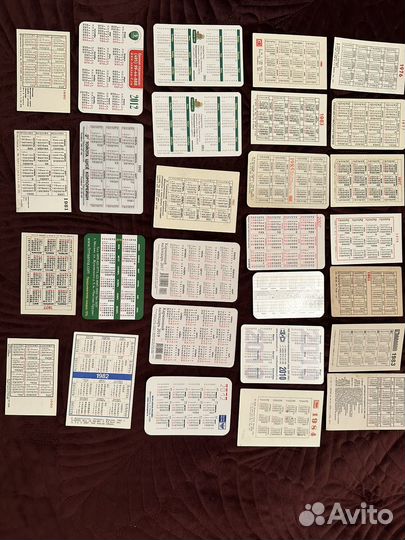 Карманные календарики, 28 штук