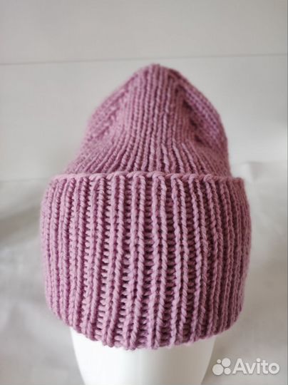 Шапка вязаная спицами ручная работа