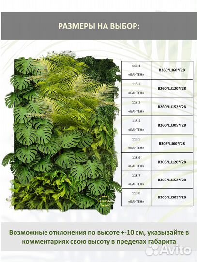 Фитостена из искусственных растений 