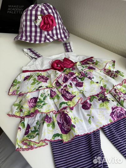 Летний костюм со шляпкой, р.98, б/у