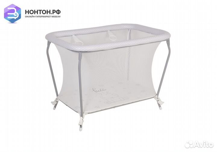 Манеж Classic принт Бегемотик / серый