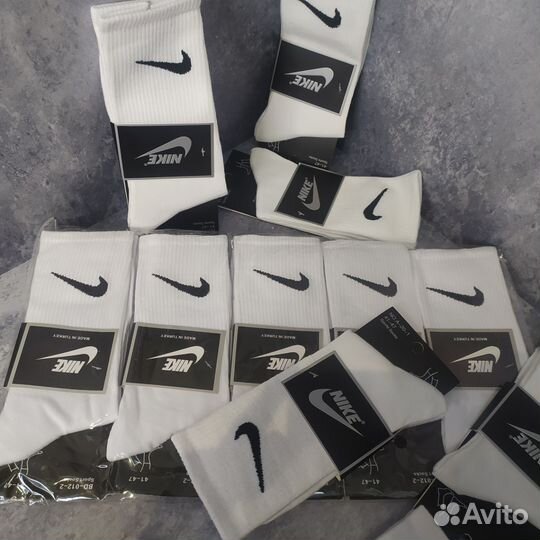 Белые носки nike длинные лучшего качества