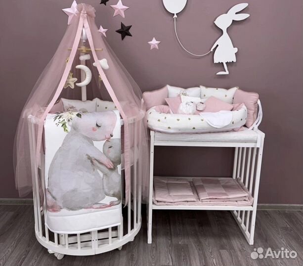 Кроватка трансформер Minky Moon, кокон, текстиль