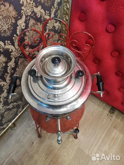 Самовар старинный угольный рюмка косички Тула