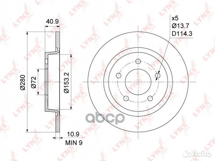 Диск тормозной зад BN1066 lynxauto