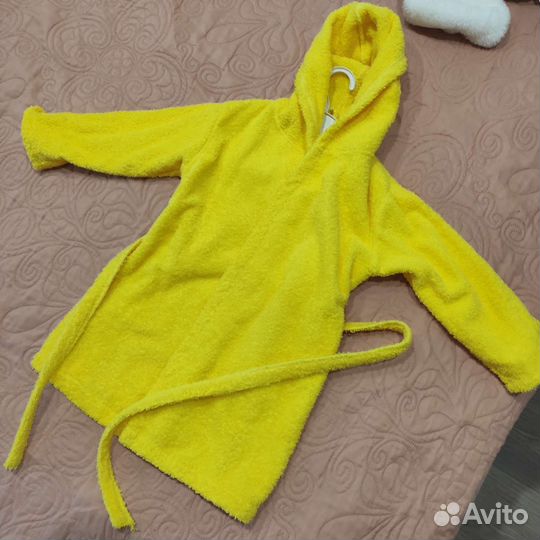 Детский махровый халат 92-98 жёлтый
