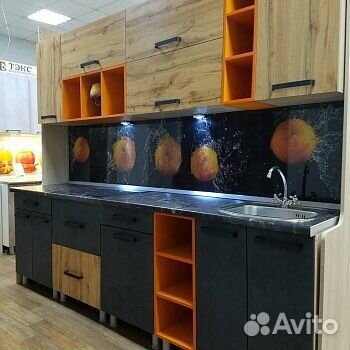 Кухня Крафт Комплект 3, темный бетон/дуб вотан