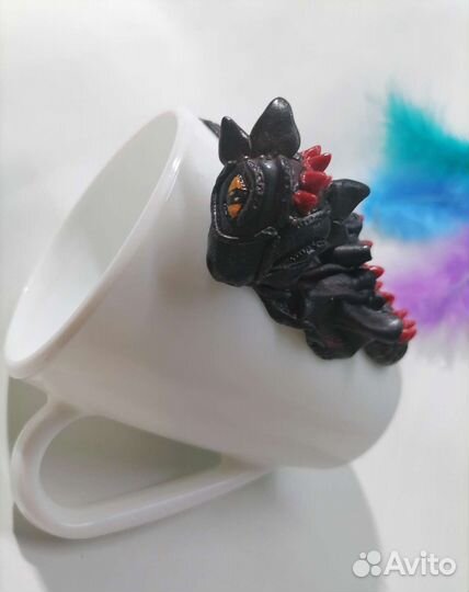 Кружка с декором из полимерной глины