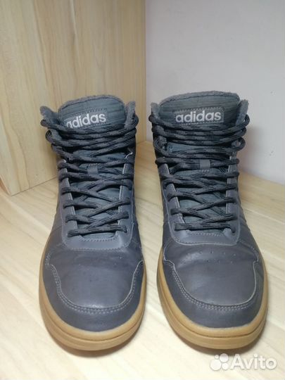 Adidas hoops 2.0 mid Grey утеплённые