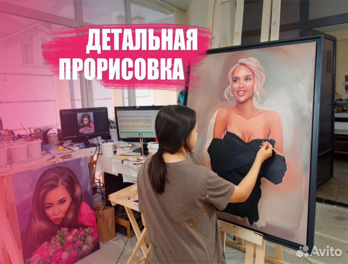 Портрет маслом по фото на холсте на заказ Челябинс
