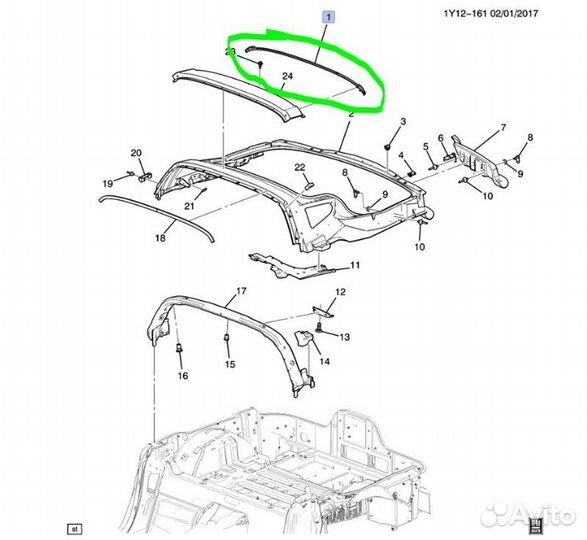 Уплотнительная резинка Chevrolet Corvette С7 LT1