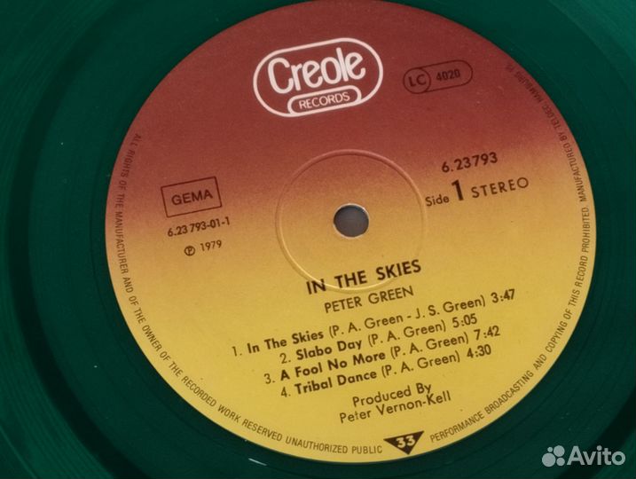 Peter Green – In The Skies 1979 Germany Creole Rec
