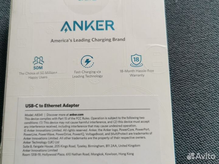 USB-C Ethernet (LAN) адаптер Anker A8341