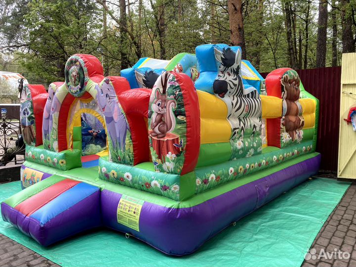 Надувной батут с горкой бу