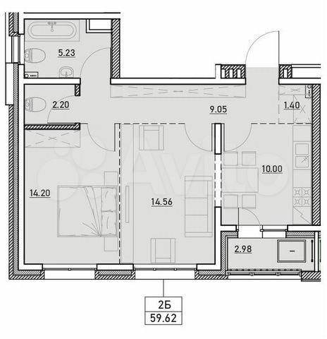 2-к. квартира, 59,6 м², 11/13 эт.