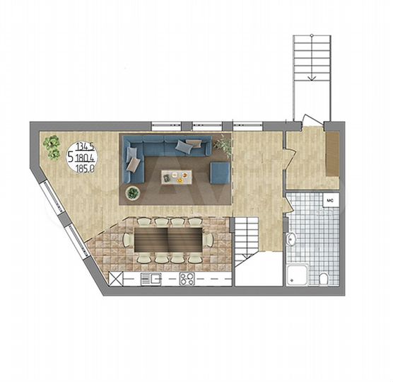 Таунхаус 200,3 м² на участке 1 сот.