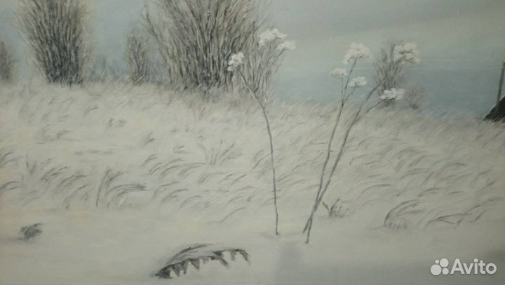 Картина маслом на холсте Зима 73 на 52
