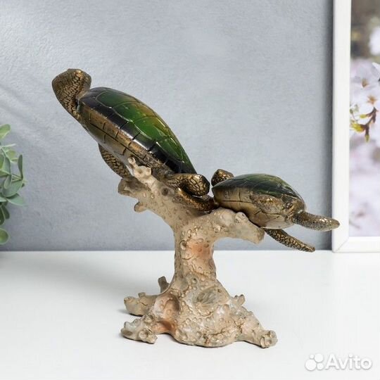 Сувенир полистоун 'Черепашки на кораллах' 19,5х11