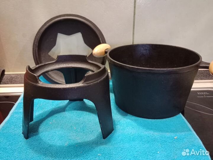 Набор для фондю, чугунный, новый