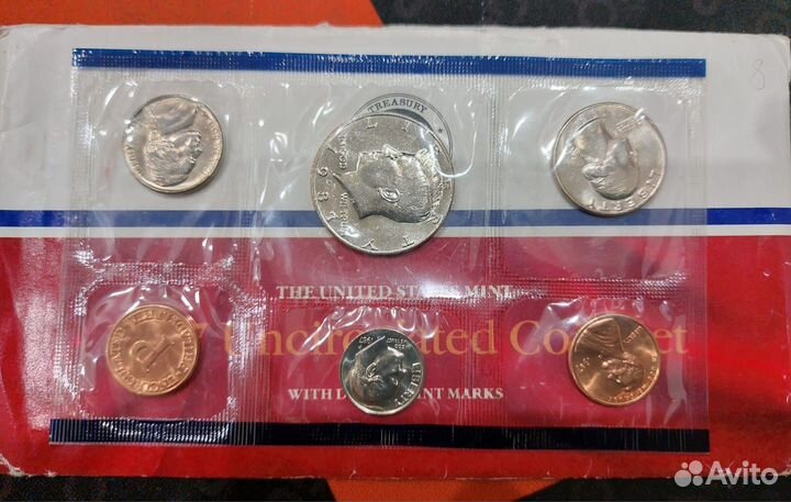 Годовой набор монет США 1987 год. 5 монет + жетон