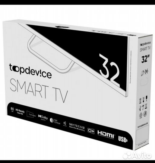 Телевизор новый topdevice 32 дюйма (smart+WI-FI)