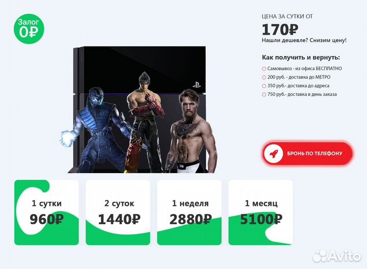 Sony playstation 4 аренда