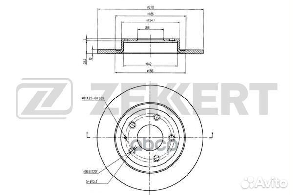 Диск торм. зад. Mazda 6 III 12- bs-5819 Zekkert