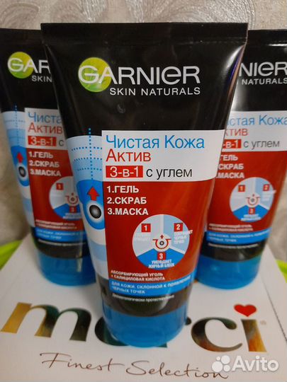 Гель-скраб-маска для лица garnier 3-в-1