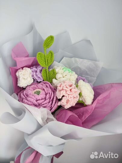 Оригинальные вязаные букеты ручная работа