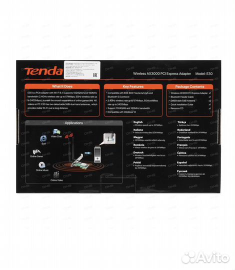 Wi-Fi адаптер + Bluetooth Tenda E30