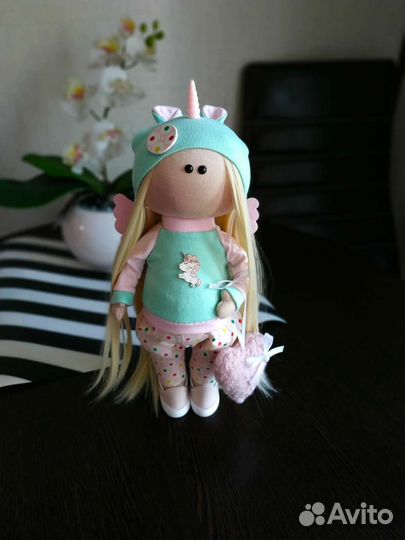 Интерьерная текстильная кукла Единорог