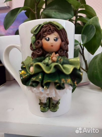 Кружки с лепкой из полимерной глины