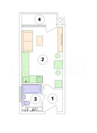 Квартира-студия, 26,3 м², 5/20 эт.