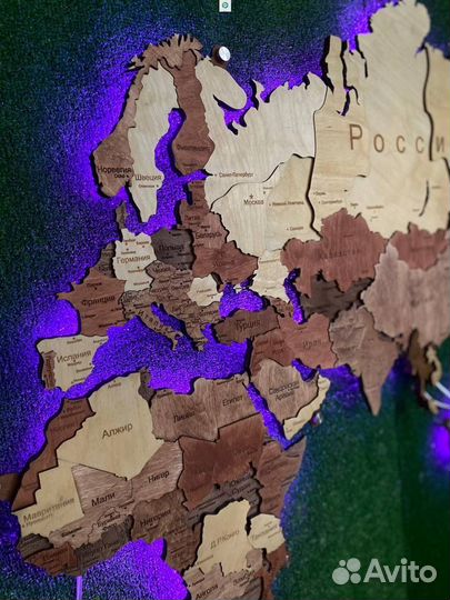 Карта мира интерьерная