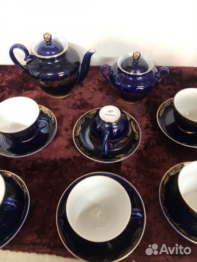 Сервиз чайный лфз кобальт СССР