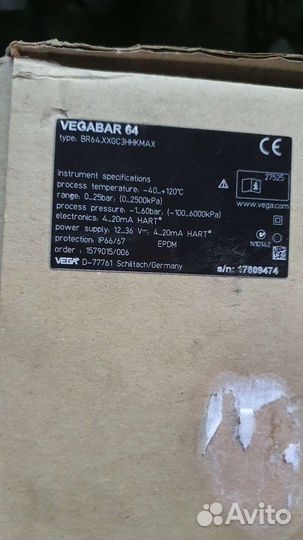 Преобразователь давленияvegabar64br.64xxgc3hhkmax